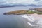 Aerial View over Coast of Northwest Highlands in Scotland