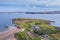 Aerial View over Coast of Northwest Highlands in Scotland