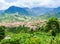 Aerial view over the colonial city of Jardin, Colombia