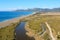 Aerial view over Dalaman river and beach in Turkey