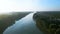 Aerial view over Danube river near Bratislava, Slovakia