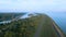 Aerial view over Danube river near Bratislava, Slovakia