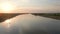 Aerial view over the Danube river in it\\\'s delta