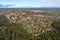 Aerial view over the Dobele city in autumn, residential and private house areas, Latvia