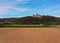 Aerial view over fields, meadows and the river Leine to Marienburg Castle near Hannover