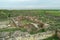 Aerial view over Histria Fortress from Dobrogea, Romania