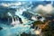 Aerial view over Iguazu Falls, Argentina and Brazil, AI Generated