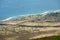 Aerial view over the Indian ocean coast at Les Colimatons Les Hauts at Reunion island, French overseas.