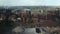 Aerial view over industrialized city with air atmosphere and river water pollution from metallurgical plant near sea