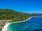 Aerial view over Leftos Gialos beach in Alonnisos island  Sporades  Greece