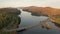 Aerial View Over Long Lake Adirondack Park Mountains New York USA