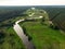 Aerial view over Merkys river valley, near Merkine town, Lithuania