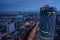 Aerial view over the modern office buildings, north Bucharest, Sky Tower