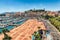 Aerial view over the Old Harbor, Cannes, Cote d& x27;Azur, France