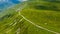 Aerial view over a pass in the Swiss Alps - Switzerland from above