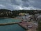 Aerial view over Patitiri town in Alonnisos island, Greece