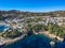 Aerial view over Patitiri town in Alonnisos island, Greece