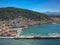 Aerial view over picturesque seaside town of Gytheio  Lakonia  Peloponnese  Greece