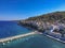 Aerial view over picturesque seaside town of Gytheio  Lakonia  Peloponnese  Greece