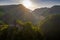 Aerial view over Poenari Fortress at the bottom of Fagaras Mountains in Romania