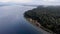 Aerial view over Quadra Island , Lighthouse Quadra Island Cape Mudge Canada