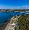 An aerial view over the river Cleddau at Pembroke Dock, Wales