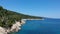 Aerial view over the rocky beach Leftos Gialos in Alonissos island, Sporades, Greece