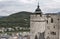 Aerial view over Salzburg historic center from fortress, Austria