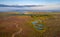 Aerial View over Scenic Upland in UK