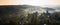 Aerial view over small rural village of Breb in magic sunrise