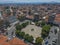 Aerial view over Tripoli city, Arcadia and the Metropolitan Church of St. Basil in Greece, Europe