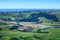 Aerial view over Tukituki river valley and The Craggy Range Vineyard from Te Mata Peak. Beautiful day at Hawke's Bay