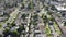 Aerial view over Van Nuys residential city suburb, Los Angeles, California