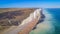 Aerial view over the White Cliffs at the English South coast