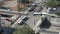 Aerial view of an overpass over a freeway  timelapse