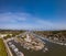 Aerial view of Oyster port of La Teste, Bassin d \'Arcachon, France