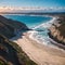 Aerial view of Pacific coastline beach landscape in daytime in Baja California Sur, Mexico. made with