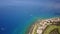 Aerial view on the pacific ocean,luxurious resort hyatt on the coastline and wonderful nature of the island maui,hawaii