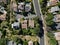 Aerial view of the Pacific Palisades California housing development