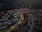 Aerial view of the Pacific Palisades California housing development during nighttime