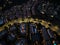 Aerial view of the Pacific Palisades California housing development during nighttime