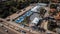 Aerial view of a padel court in a park in Rio de Janeiro, Brazil