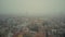 Aerial view of Padua cityscape in fog, Italy