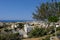 Aerial view of Pafos on a bright blue sky day.