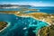 Aerial view of Paklinski Islands in Hvar, Croatia