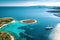 Aerial view of Paklinski Islands in Hvar, Croatia