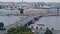 Aerial view of palace bridge and Neva river. City center of Saint Petersburg
