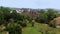 Aerial view of the palace of dukes of Braganza and Castle in Guimaraes with its garden