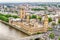 Aerial View of the Palace of Westminster, Houses of Parliament,