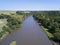 Aerial view of Palisades State park and Split Rock Creek in South Dakota